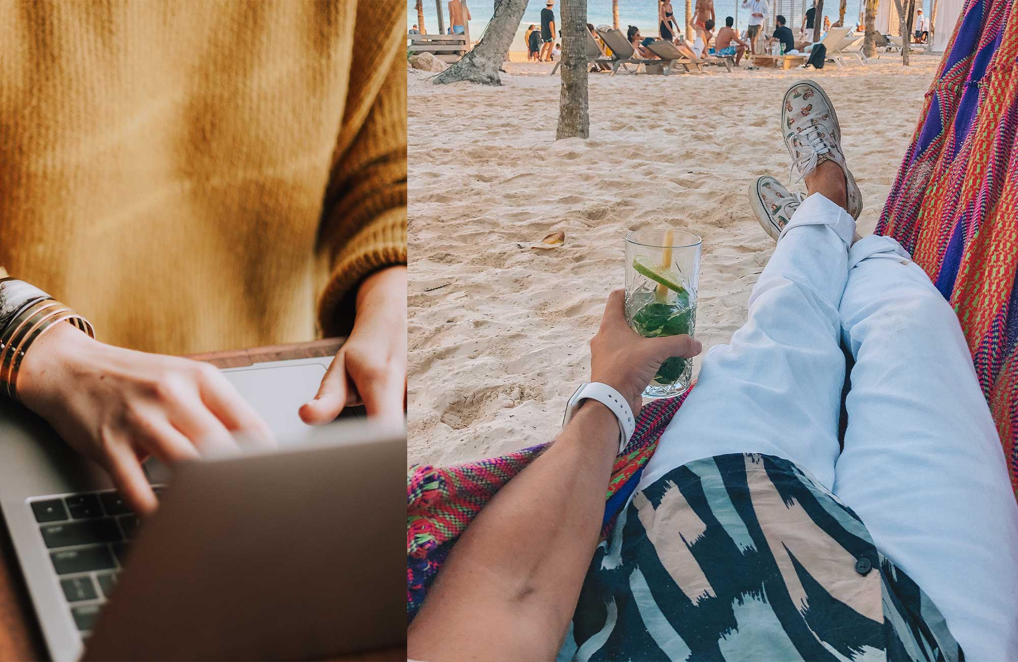 working at the office vs working at the beach