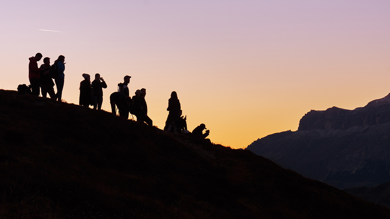 Ett gäng som är ute på en gruppresa - dom har definitivt betalat turistavgift.