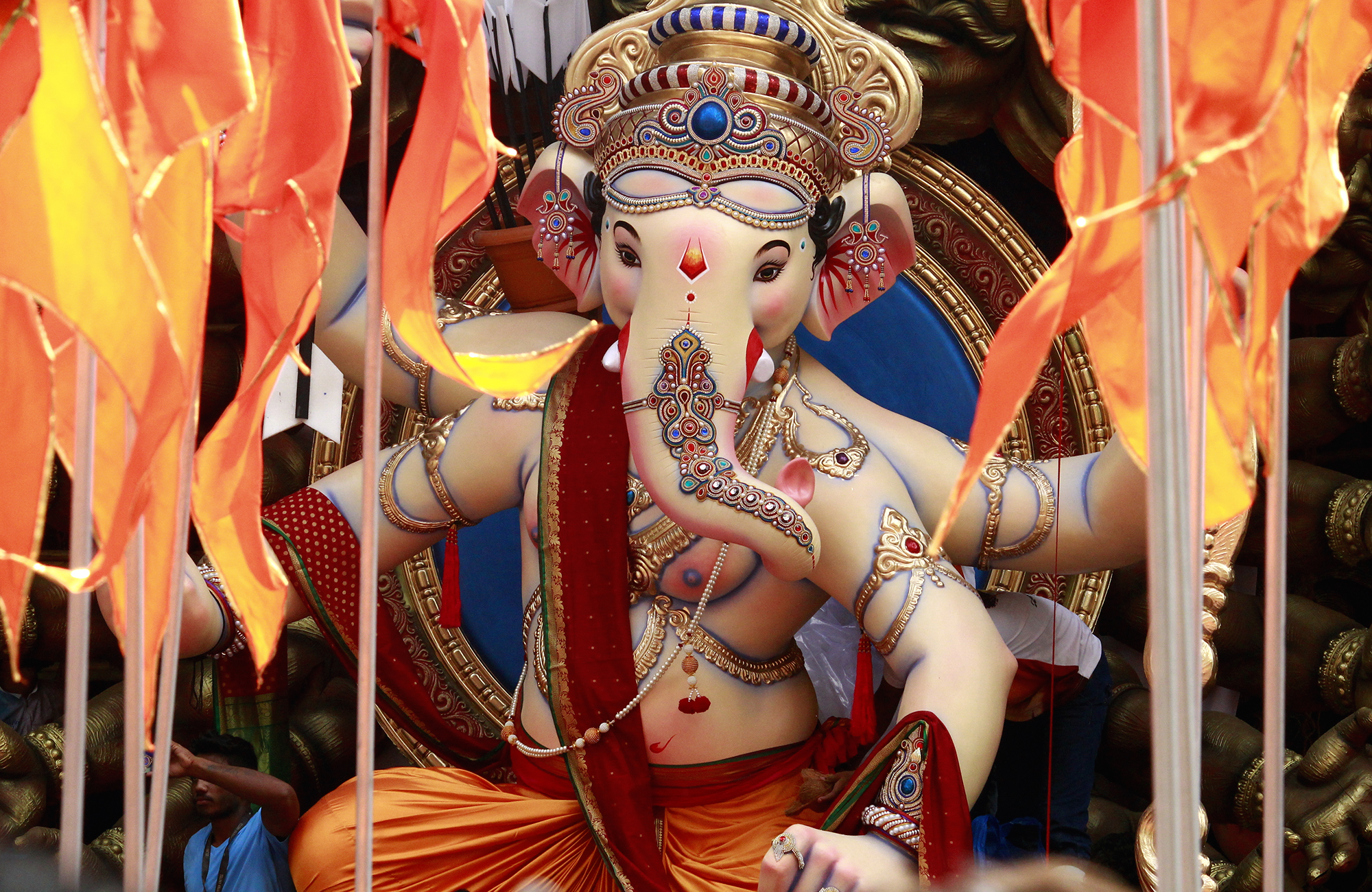 Elefantstaty under festival i Mumbai