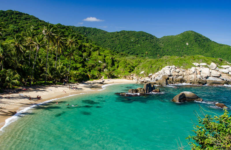 A beach near the jungle in Tayrona National Park in Colombia