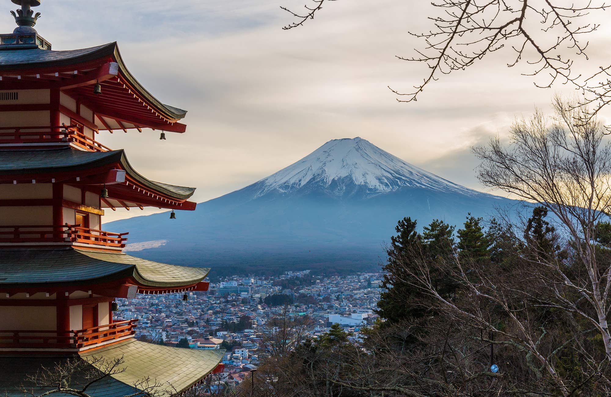 vy över mount fiji i japan