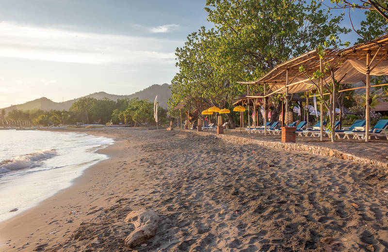 Sandy beach in Pemuteran on the island of Bali in Indonesia