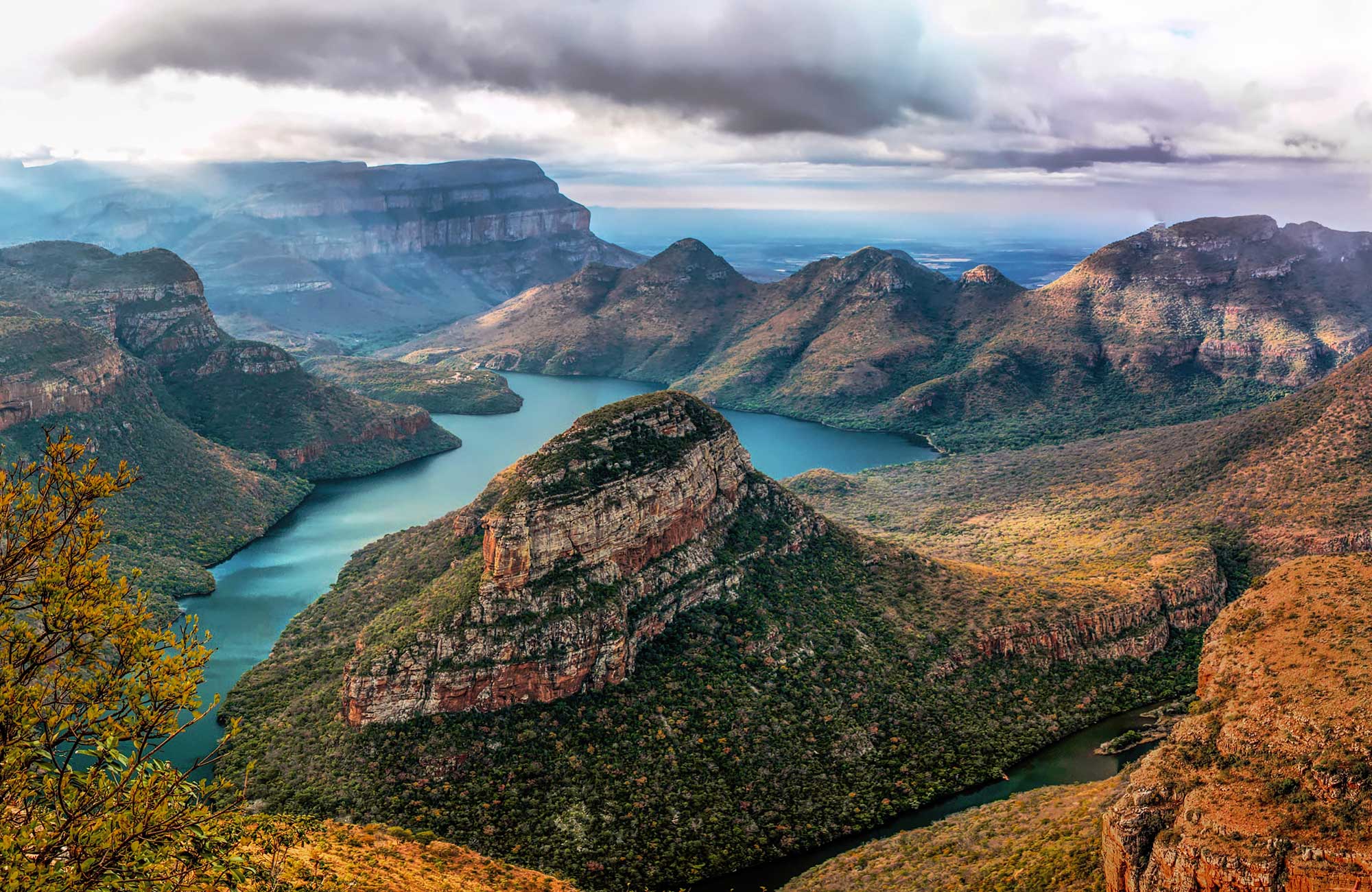 Utrikten över Blyde river canyon i Sydafrika.