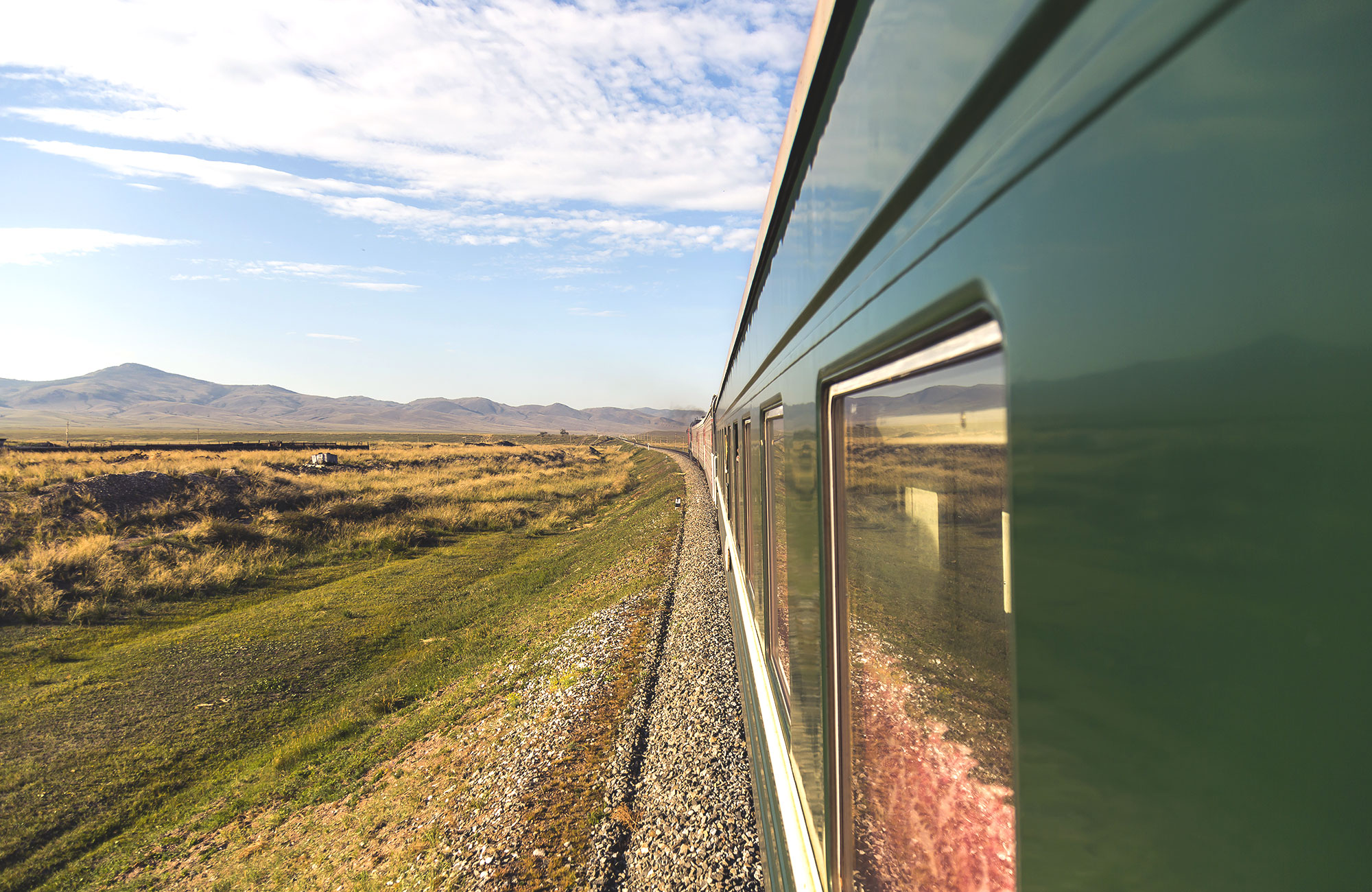 utsikten från tåget längs transmongoliska järnvägen