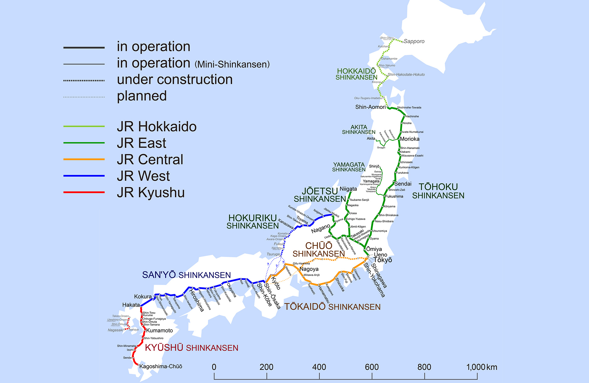 Här kan du resa med Japan Rail Pass