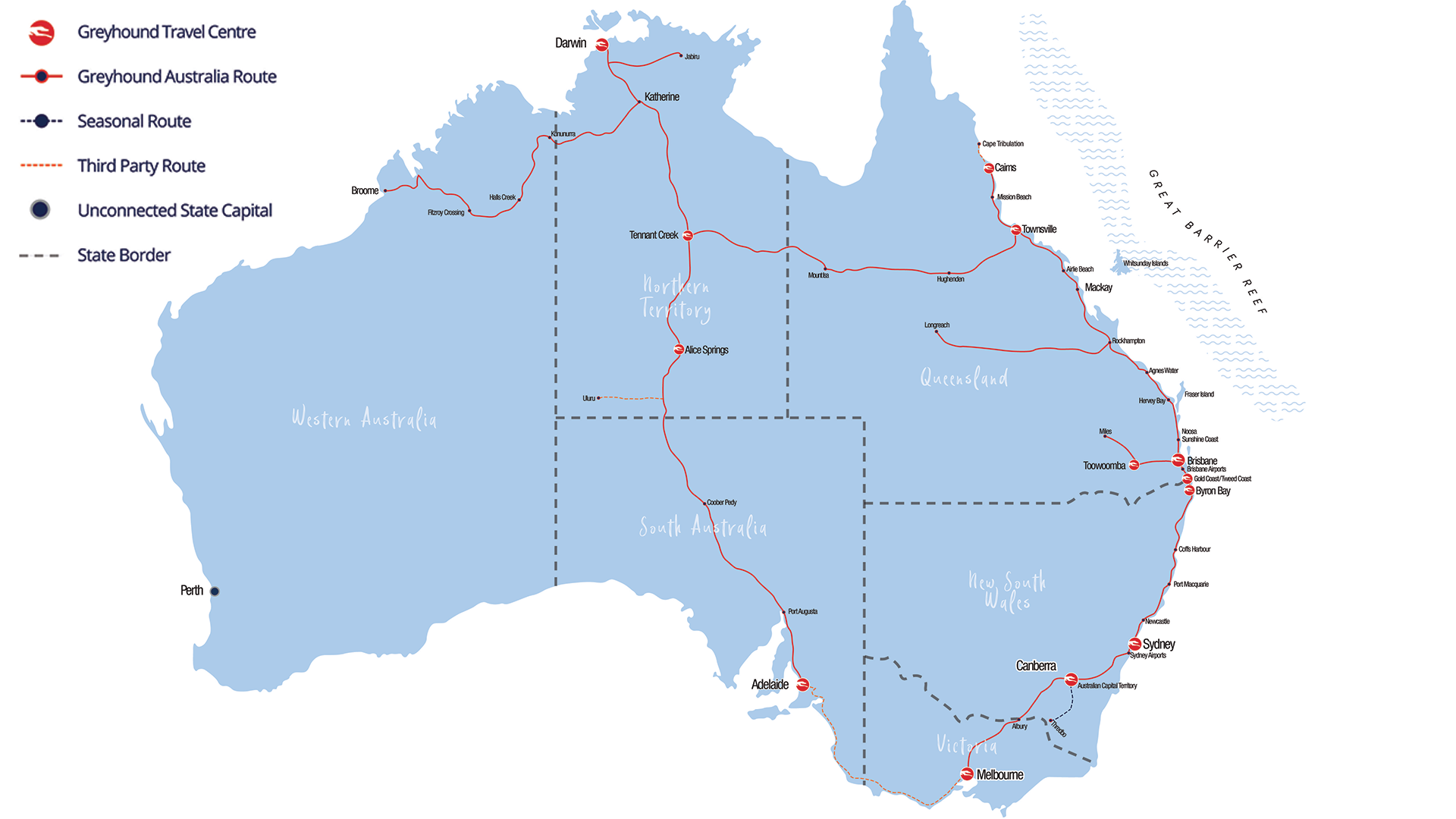 Greyhound Australias bussnätverk