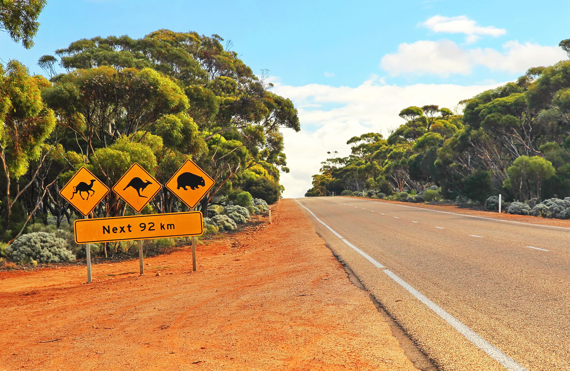 vägskyltar på en väg i australien