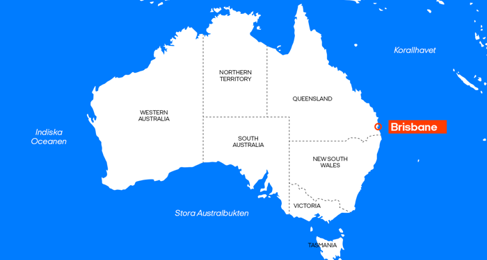 karta över australien och brisbane