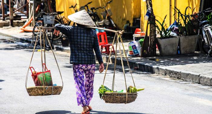Hoi An Vietnam Woman Walking In Hoi An Ancient Town Cover