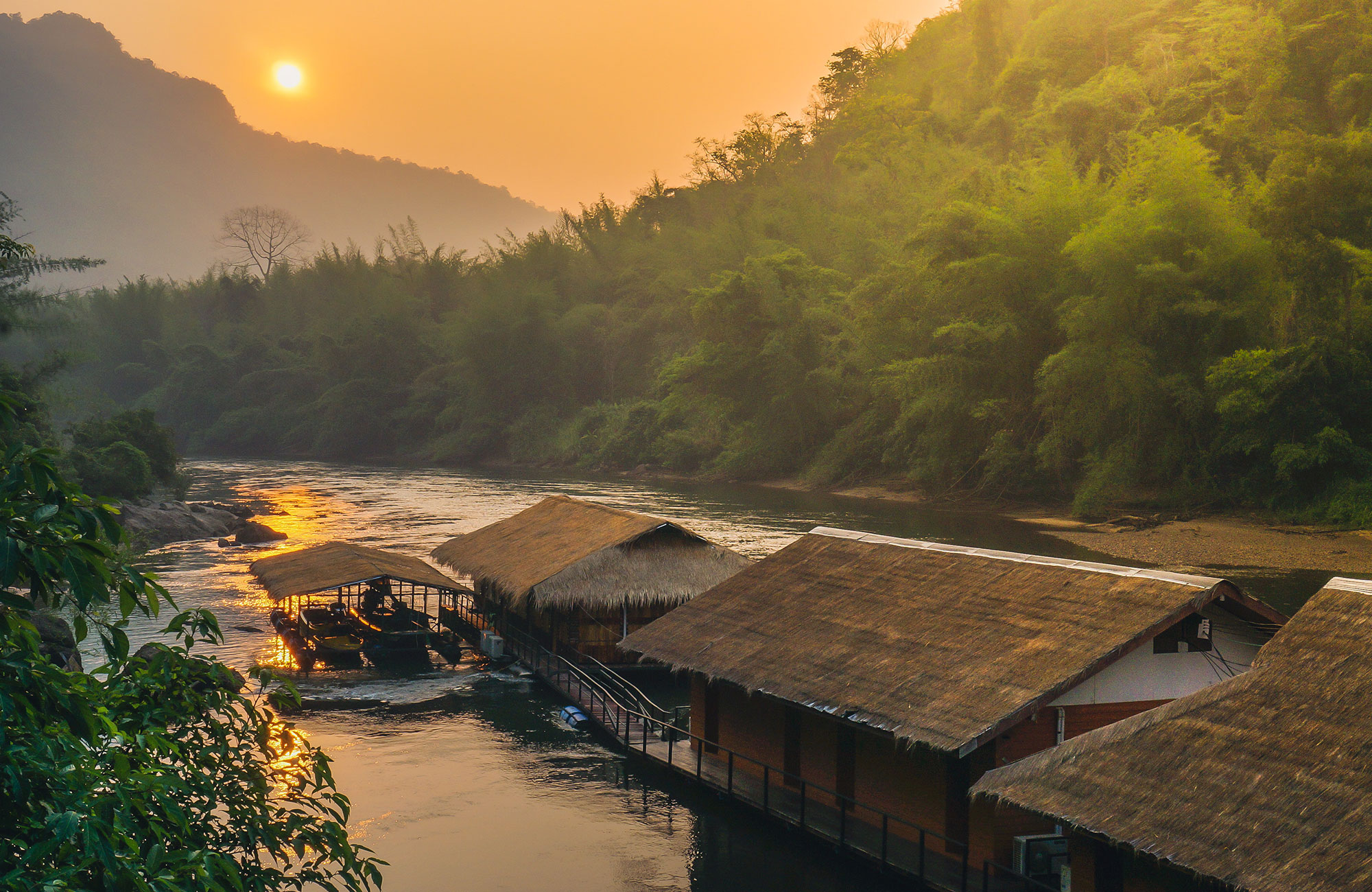 Thailand Kanchanaburi Jungle Raft In The River Kwai