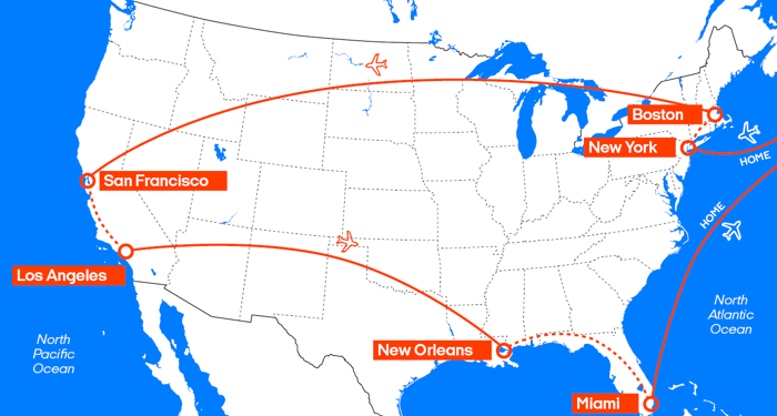 Kombinationsresa - Multi Stop från New York till Los Angeles & Miami