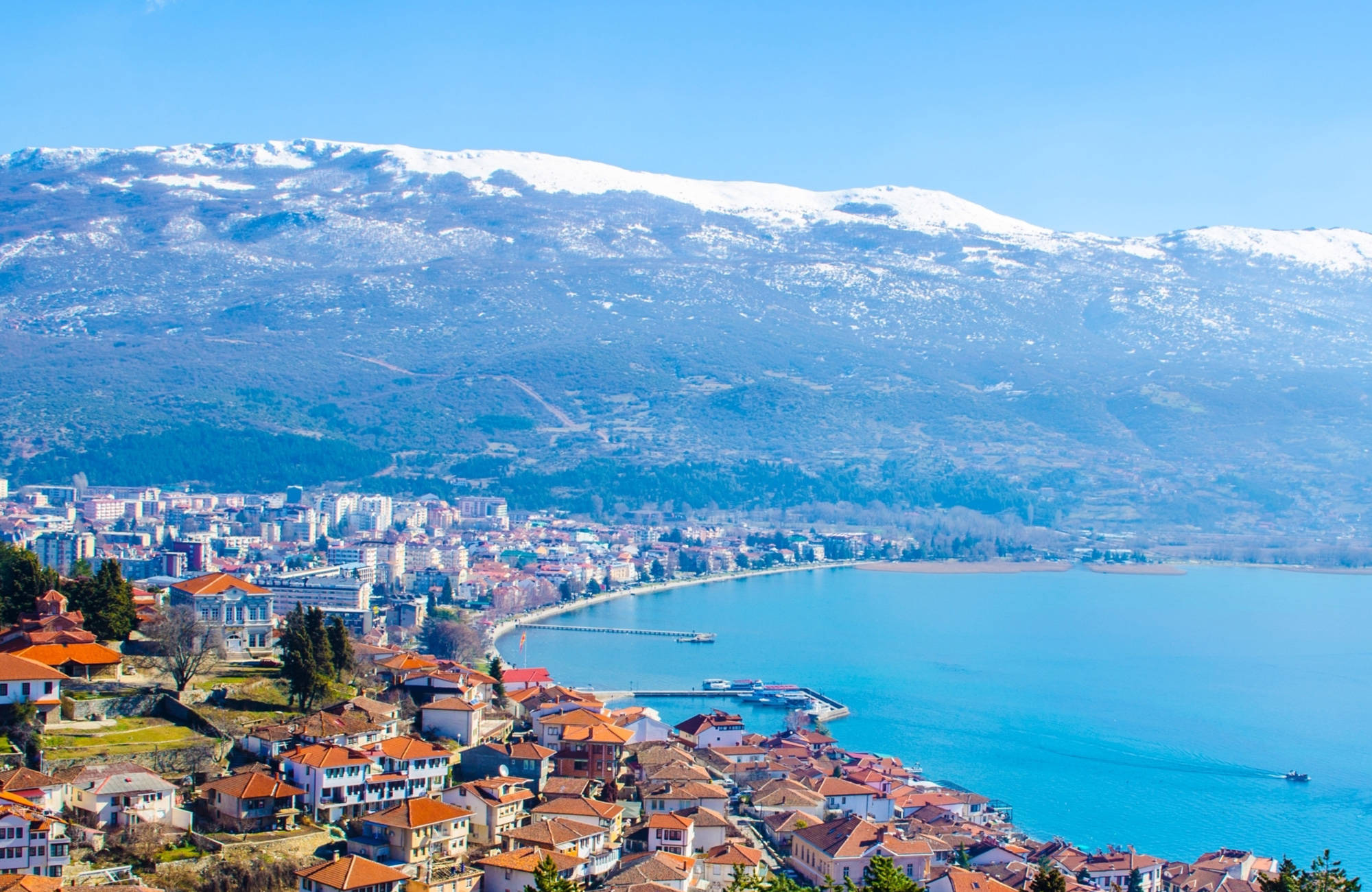 Staden Ohrid under en resa till Nordmakedonien