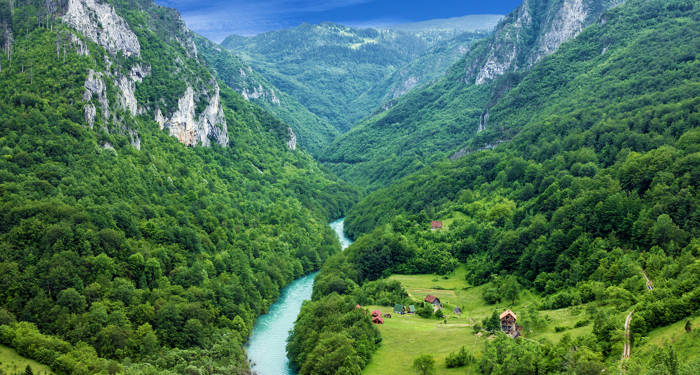 Forsränning ner för floden Tara i Montenegro 