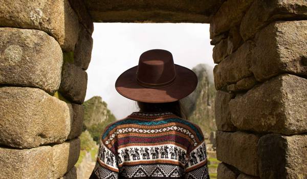 Machu Picchu Peru Girl With Knitted Alpaca Jumper Cover