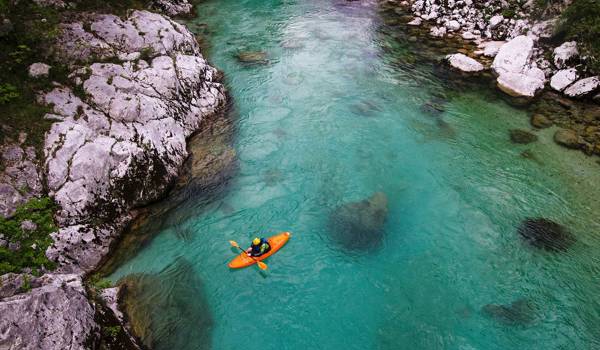 Slovenia Canoeing On Soca River Near Kobarid Cover