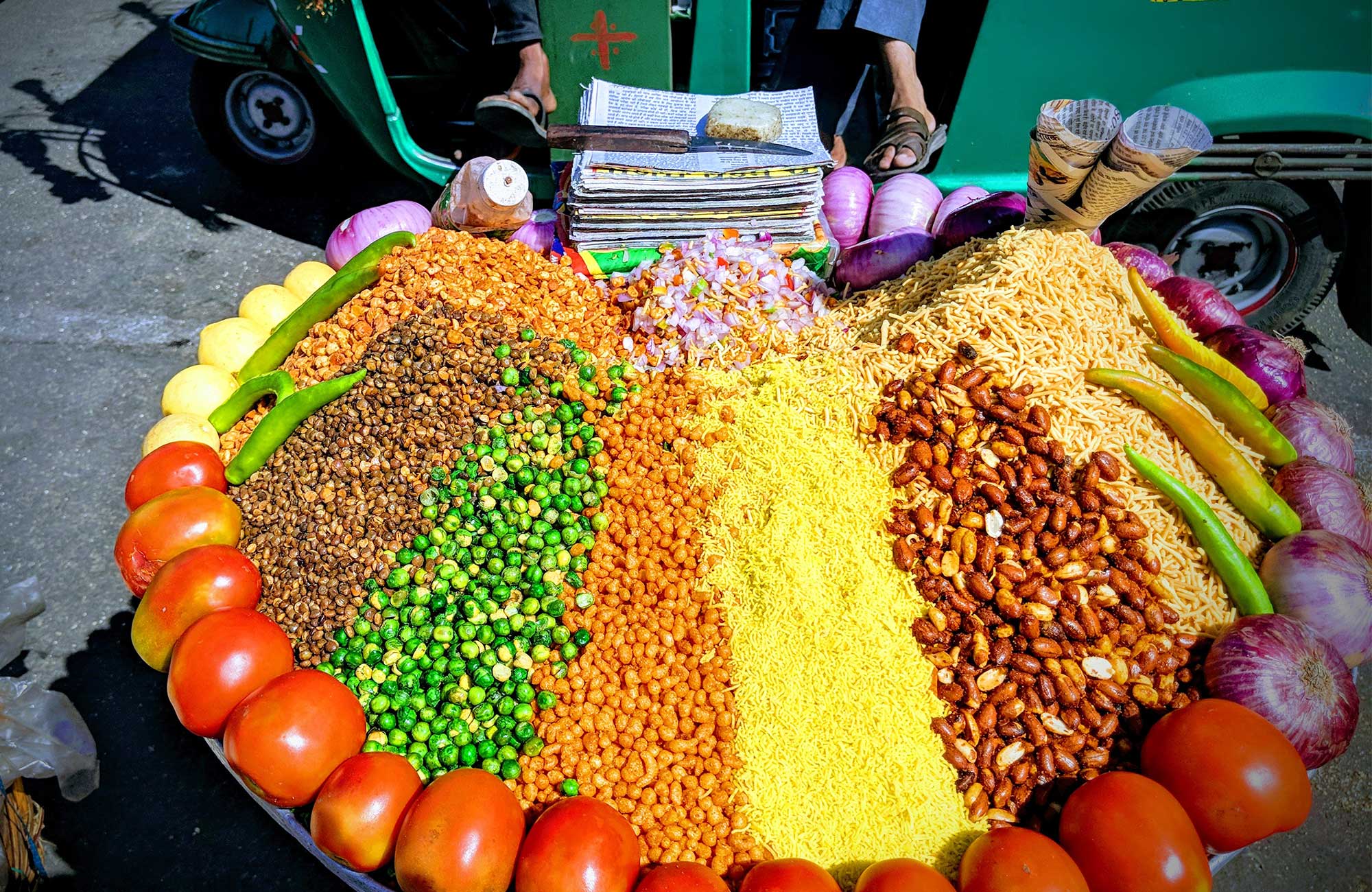 grönsaker säljs på gatan i indien