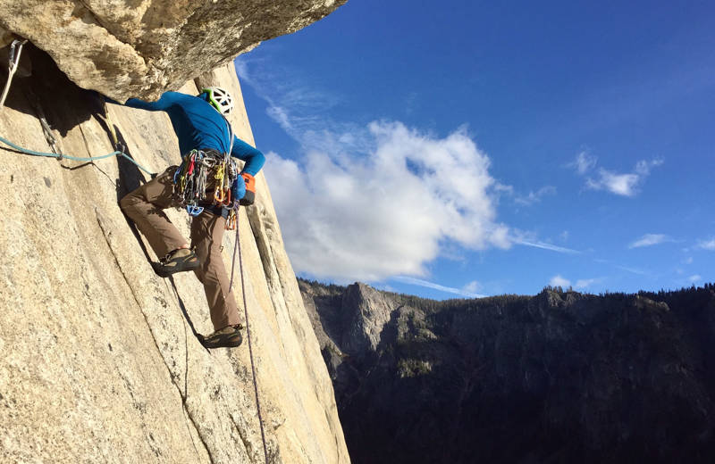 Freeclimber on El Capitan in Yosemite National Park in California, USA