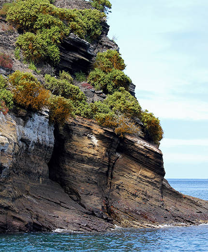 klippor vid vattnet på galapagosöarna