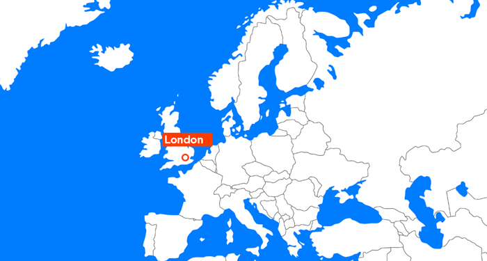 karta över europa med london markerat