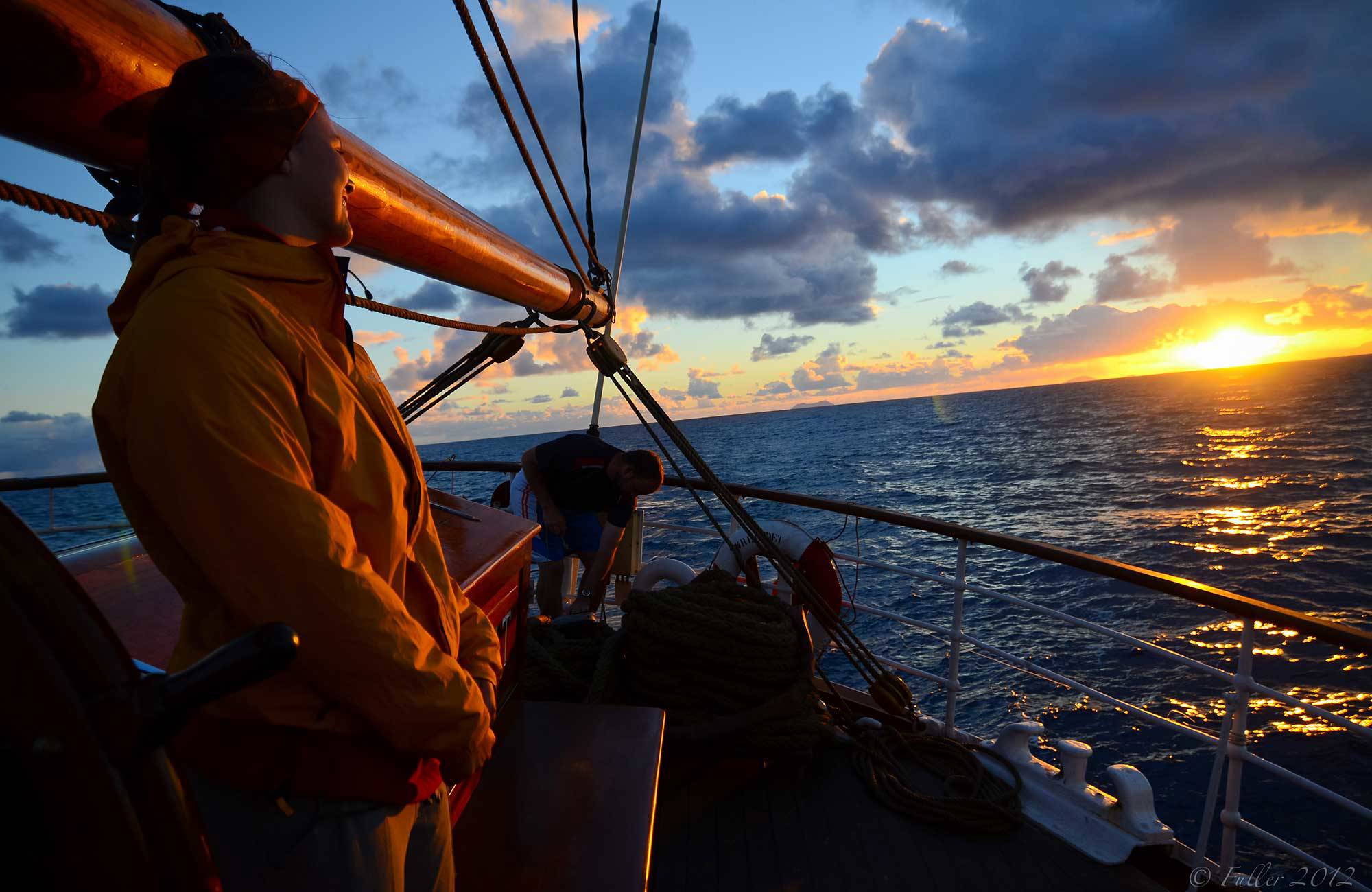 Sunset On Board Ship