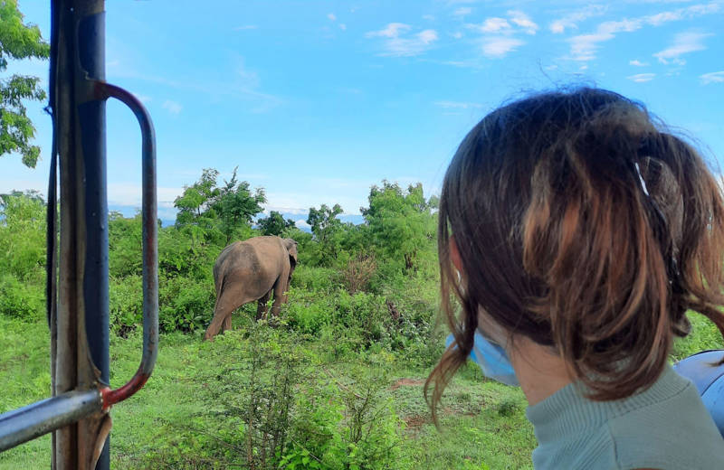 kvinna på bröllopsresa i Sri Lanka