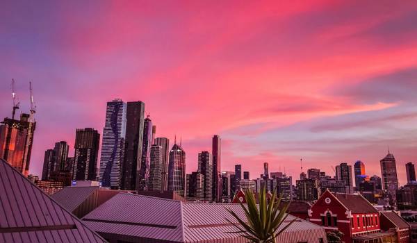 Australia Melbourne City At Sunset