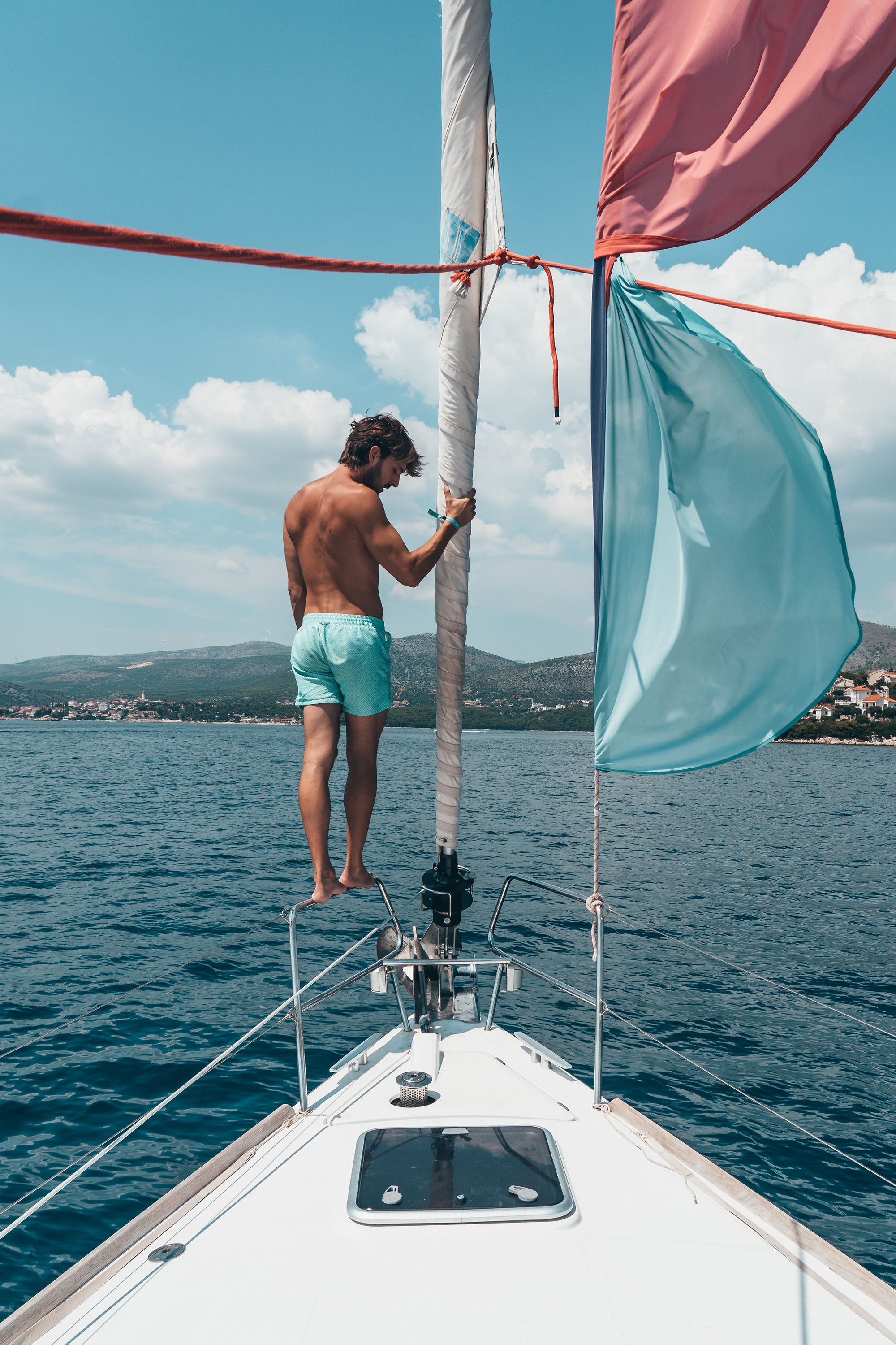 Man On Sailboat In Croatia